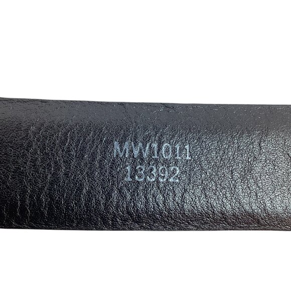 Black Soft Leather Belt With Silver Buckle Men Size 52 Sleek Adjustable - Picture 4 of 9